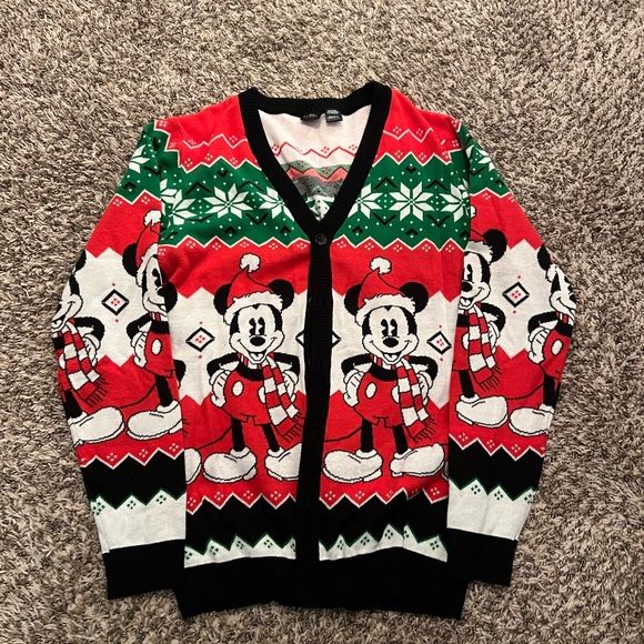 Disney Other - Disney Men's Mickey Mouse Holiday Sweater - Red, Green, Black Small